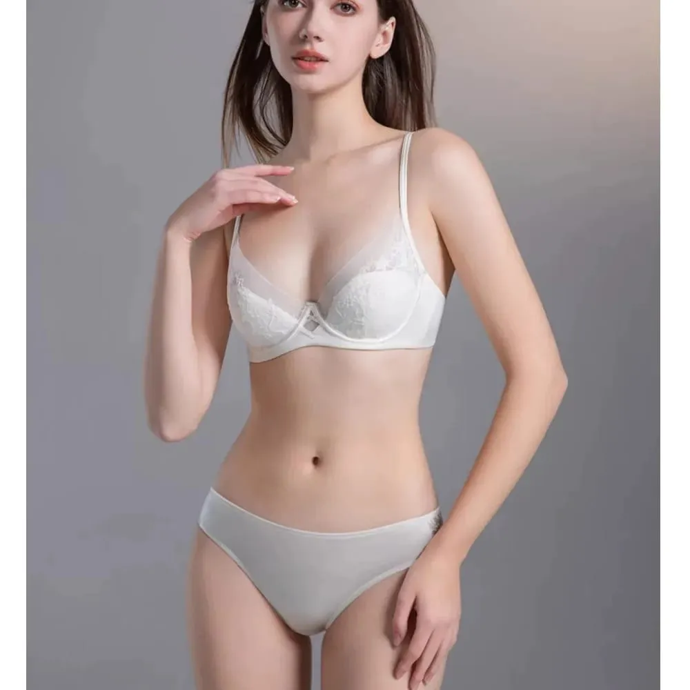Bridal Festive Red Lace Intimates Kit Soft Underwire Thin Cup Push‑Up Support Lingerie Set For Small Bust 32‑38 Women Underwear
