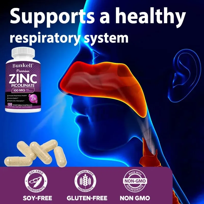 Premium Zinc Picolinate 100mg High Absorption Immune Support Respiratory Health Energy Production & Sleep Supplement — image 6