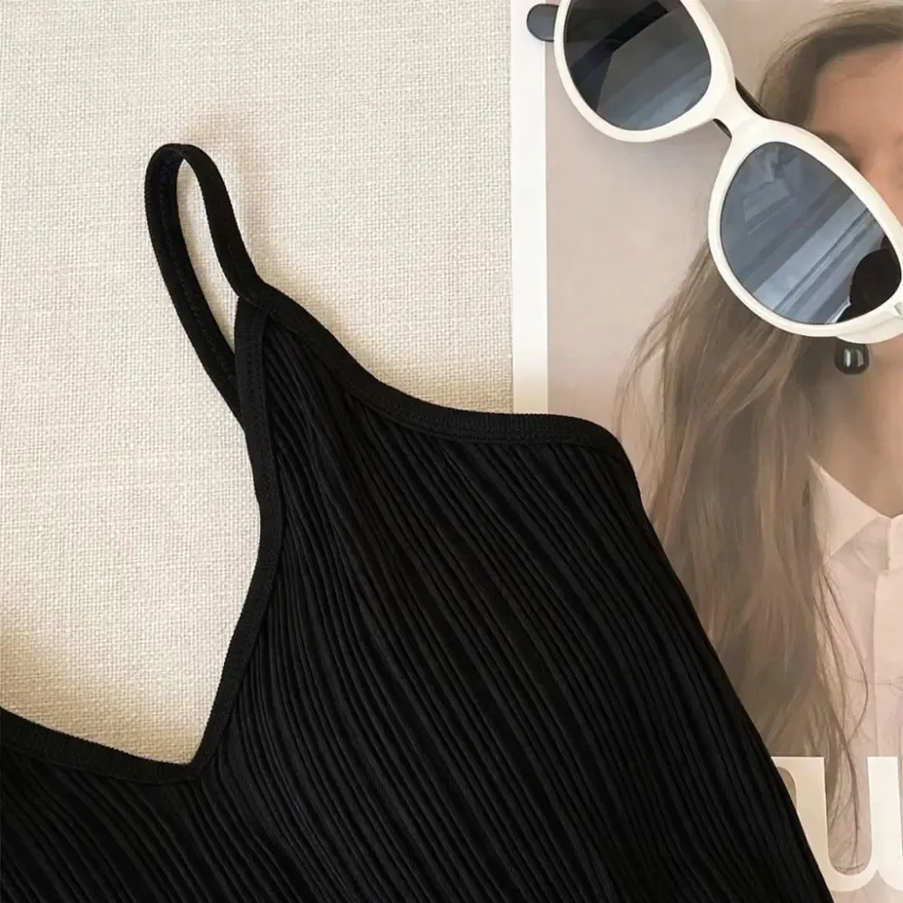 New V-neck Camisole Top Inside Wear One-piece Cup Halter Undershirt Sleeveless French Style Lingerie Summer — image 3