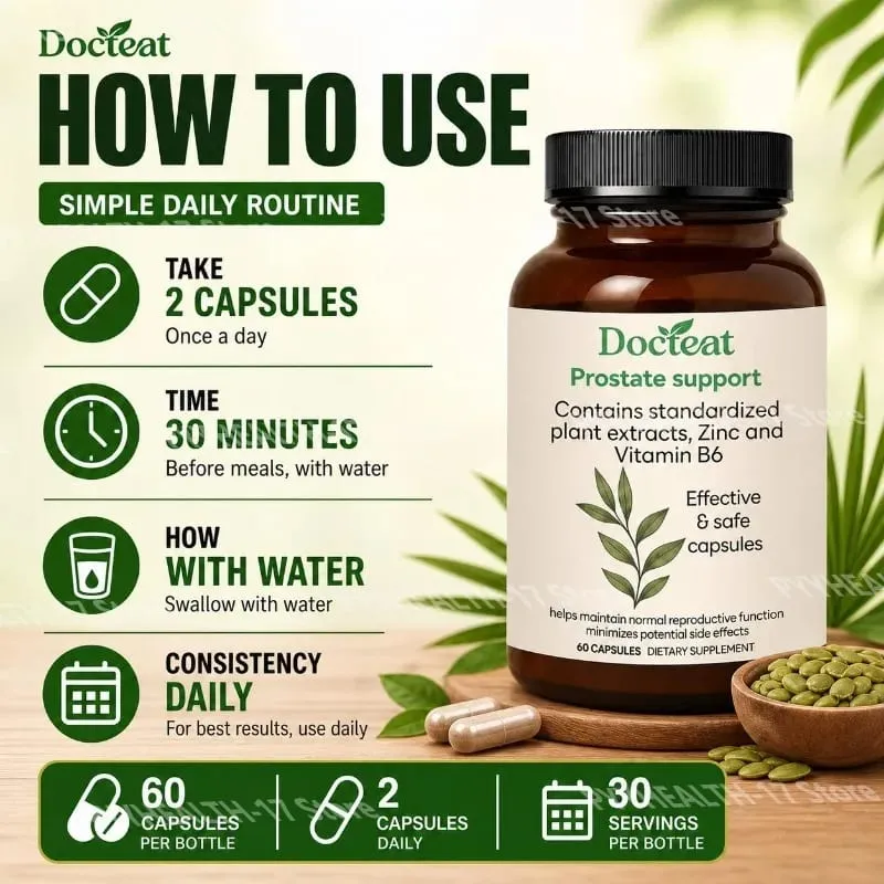 Prostate Support Capsules with Zinc and Vitamin B6 Saw Palmetto and Stinging Nettle Extracts for Support 60 Capsules — image 5