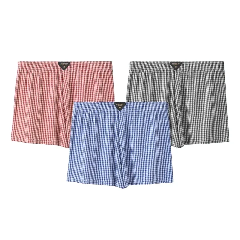 3Pek Kapas Seluar Aro Lelaki Musim Panas Nipis Mens Boxers Longgar Bernafas Seluar Piyama Trendy Lembapan Wicking Boxershorts