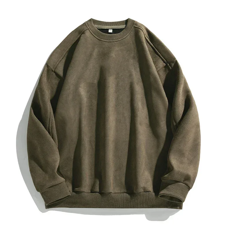 Marka fioletowa bluza męska zamszowa O Neck jesienno-zimowa workowate męskie bluzy Casual z długim rękawem 2026 nowe męskie topy — image 6