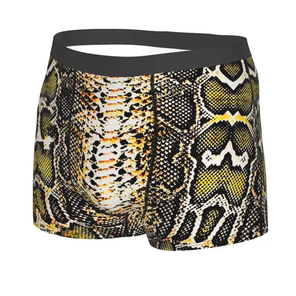 Sous-vêtements imprimés peau de serpent personnalisés pour hommes, Boxer extensible à Texture animale, slip short, culotte douce pour Homme