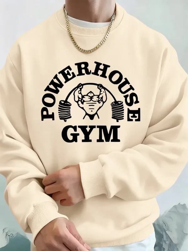 Powerhouse Gym Letter Printing Men Sweatshirts Winter Fleece Warm Hoodie Korean Loose Crewneck Pullovers Hip Hop Male Clothes — image 12