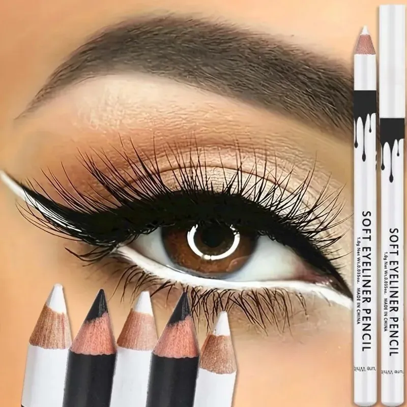 1/12pcs White Eyeliner Makeup Lasting Smooth Easy To Wear Eyes Brightener Waterproof Fashion Eyes Liner Pencils Eye Makeup Tools