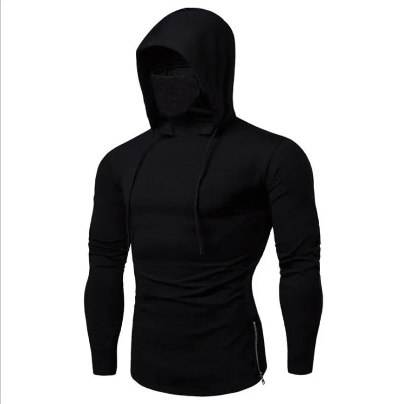 2026 Men's Spring Autumn Gym Thin Hoodie with Mask Casual Splice Large Mask Hooded Sweatshirt for Cycling Motorcycle And Fitness — image 8