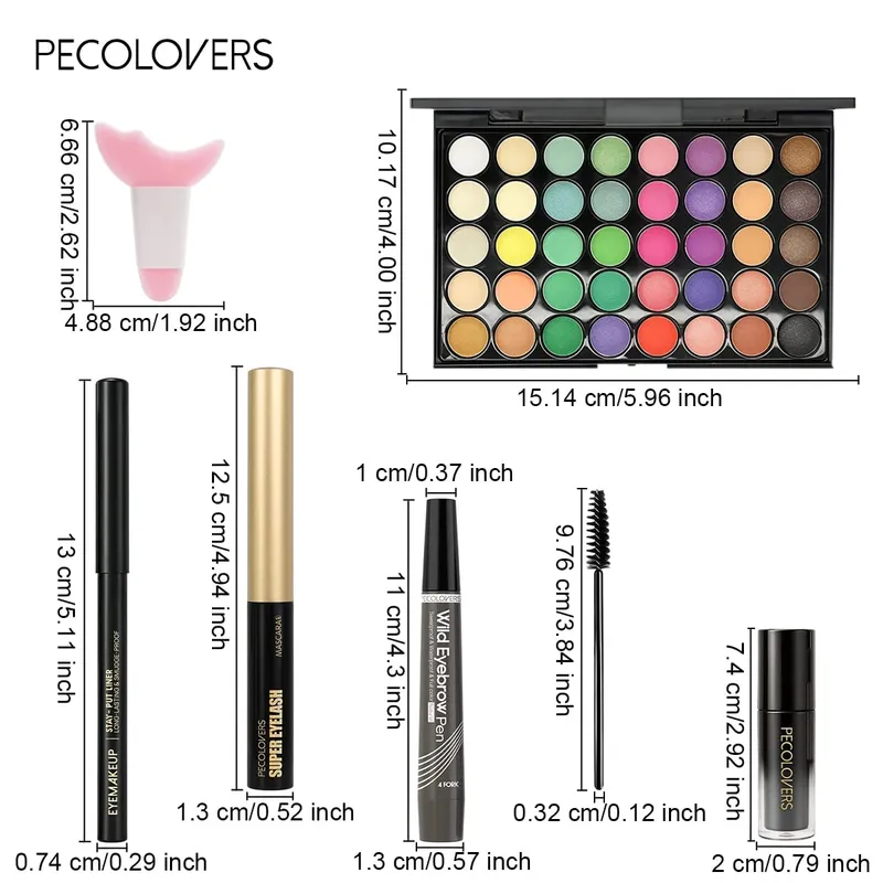 8 stk. Makeup Kit alt-i-én kosmetisk sæt til fuld ansigt med flerfarvet øjenskyggepalet Eyeliner Øjenbrynspen Mascara Lipgloss — image 4