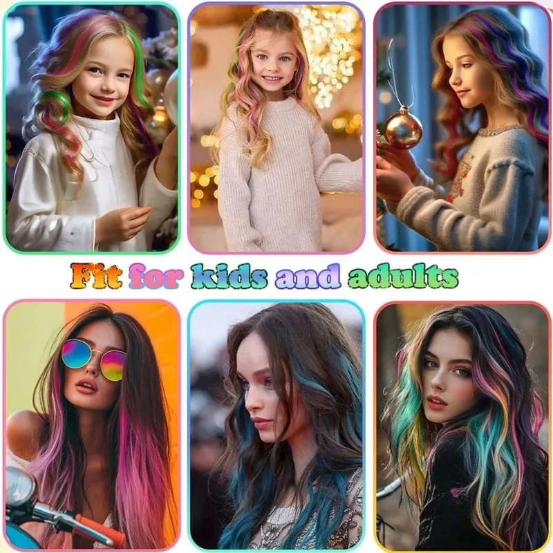 Colorful Hair Extensions Wavy Accessories Party Highlights Clip on Synthetic Rainbow Wigs Children's Favorite Gift (5 pieces ) — image 6