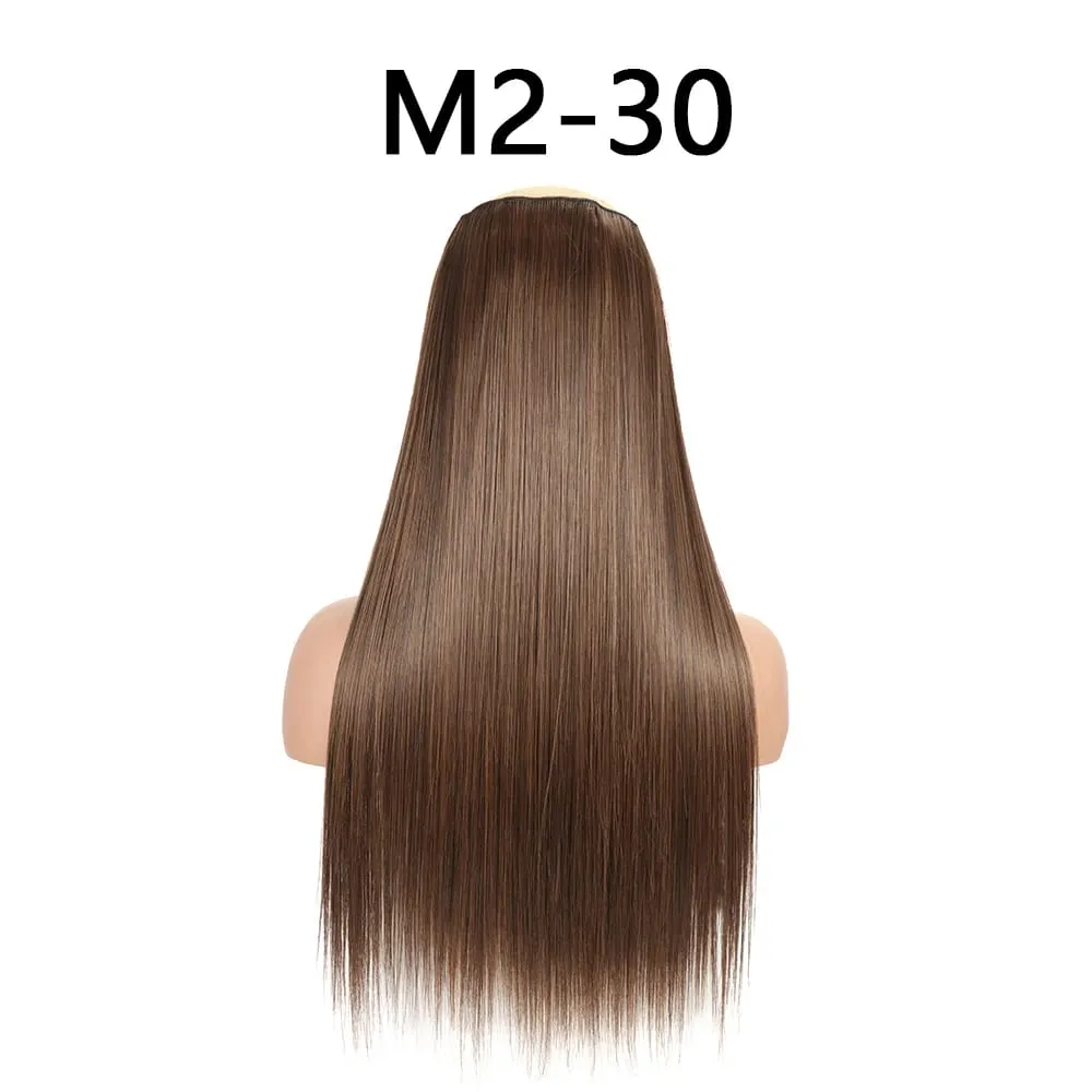 Synthetic 24Inch Hair Extensions OnePiece 5 Clips Long Straight Hairstyle Heat Resistant Fake Hairpiece For Women Natural Brow — image 22