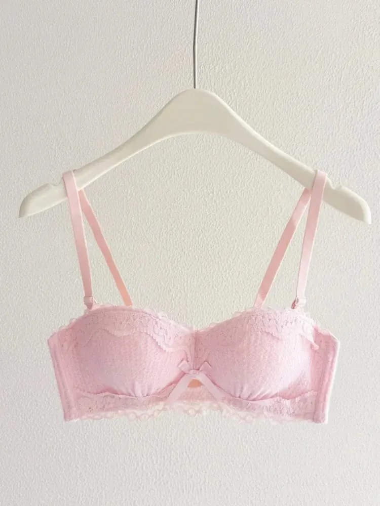 Lace Sexy Lingerie Set Push Up Thick Padded Small Breast Enhance Shaping Half Cup Bra Concealed Brief Intimates Underwear — image 6