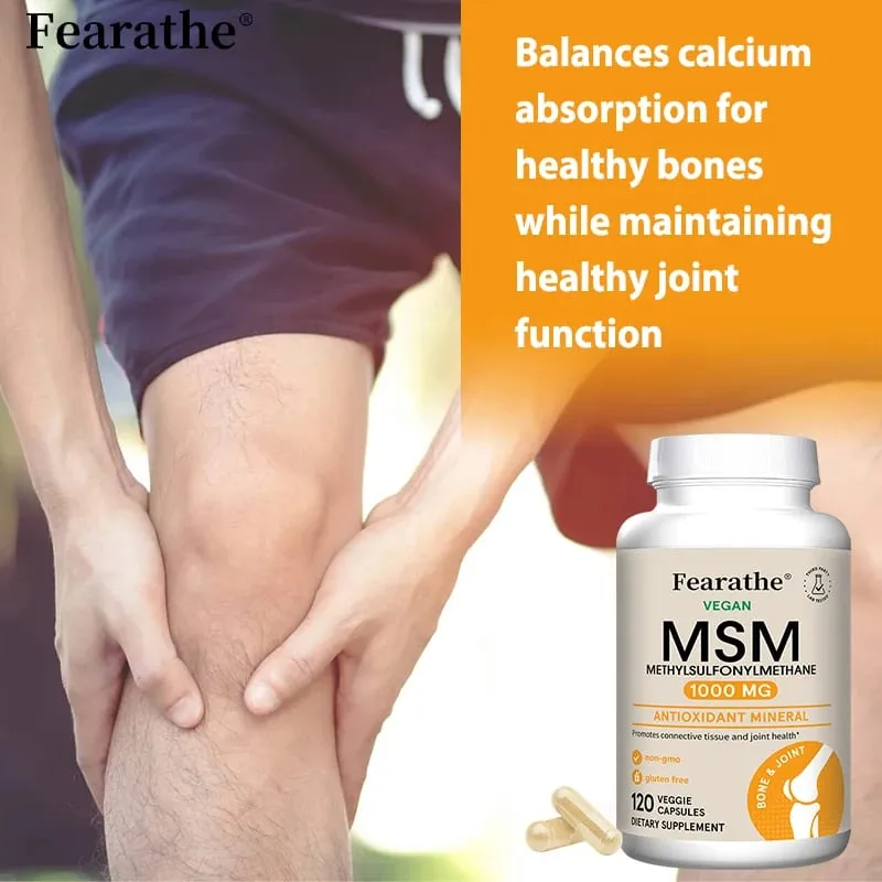 Fearathe méthylsulfonylméthane (MSM) 1000 Mg antioxydant favorise la santé des articulations absorption équilibrée du calcium sans OGM sans gluten — image 6