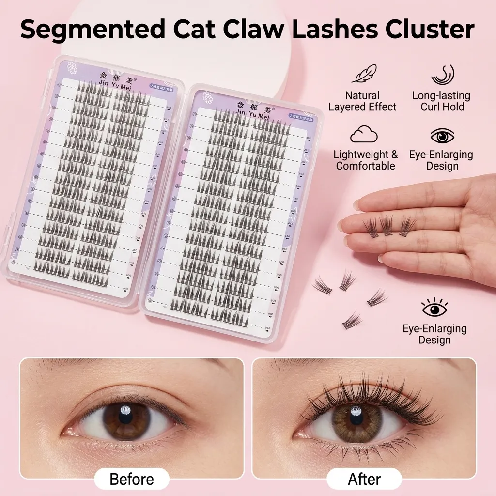 Professional Makeup False Eyelashes Segmented Cat Claw Lashes C Curl Natural Volume Dramatic Eye Enhancement for Women — image 4