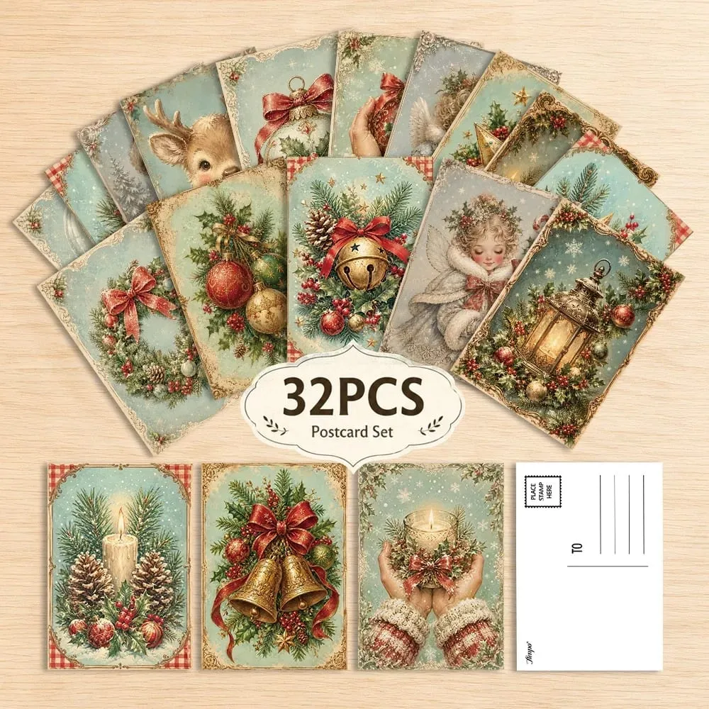 32pcs European-style Christmas postcards wall stickers mailing cards greeting cards DIY postcards commemorative postcards — image 1