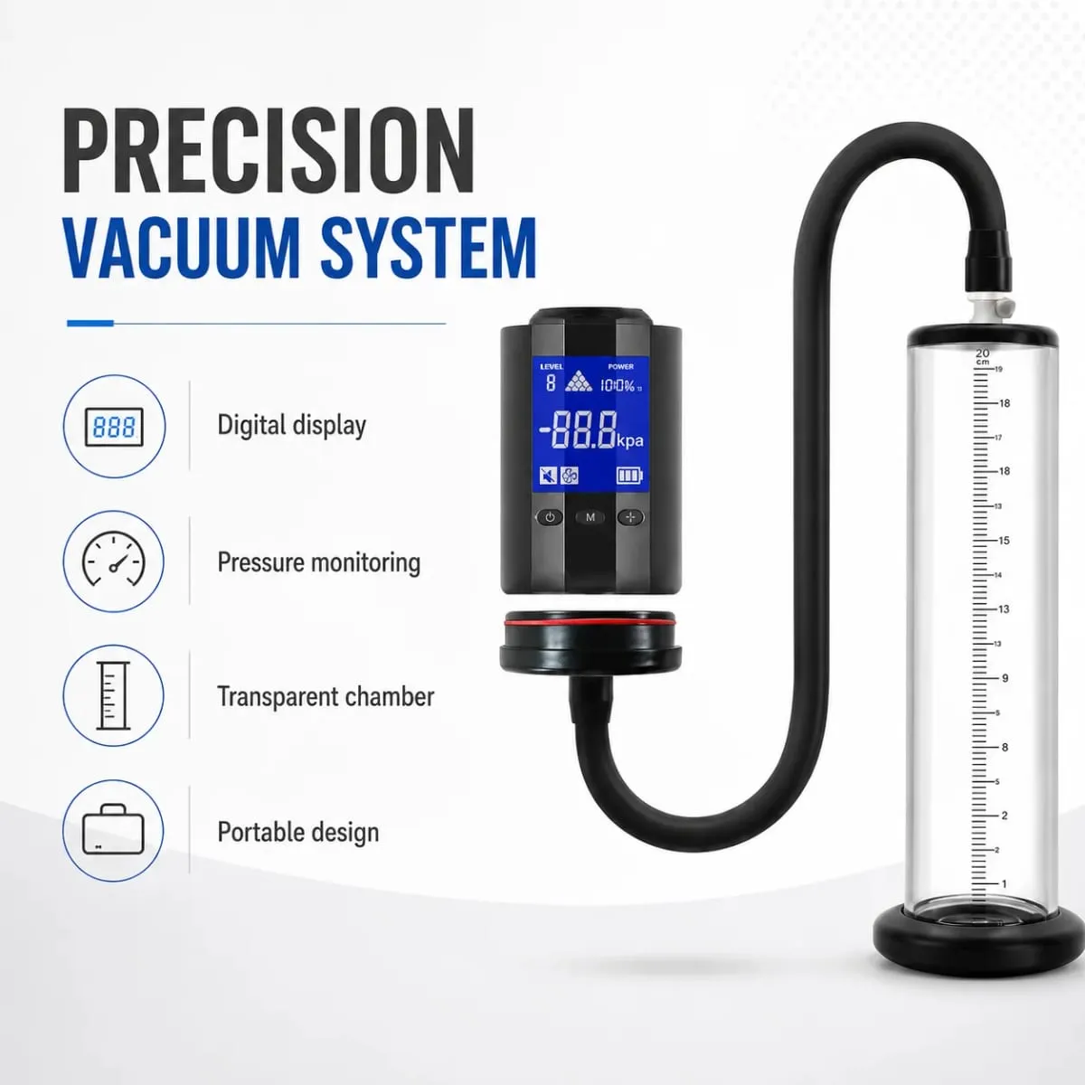 Electric Penis Vacuum Pump with Digital Display Male Enlargement Extender Trainer Rechargeable Adult Masturbation Sex Toy