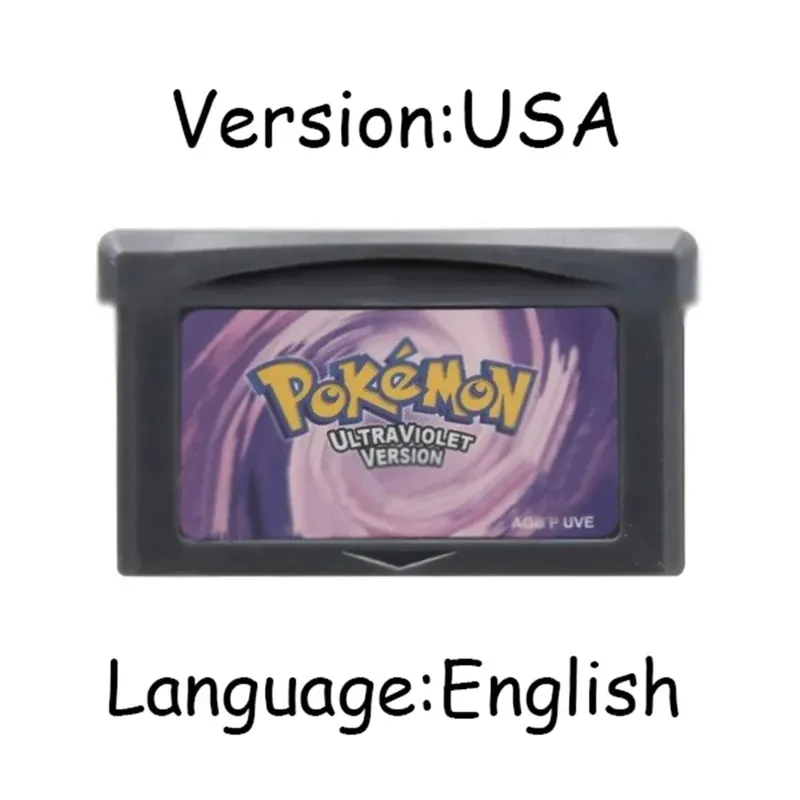 GBA Pokemon Game Cartridge 32-Bit Video Game Console Card AshGray Liquid Crystal Light Platinum Moemon Emerald English Language — image 17