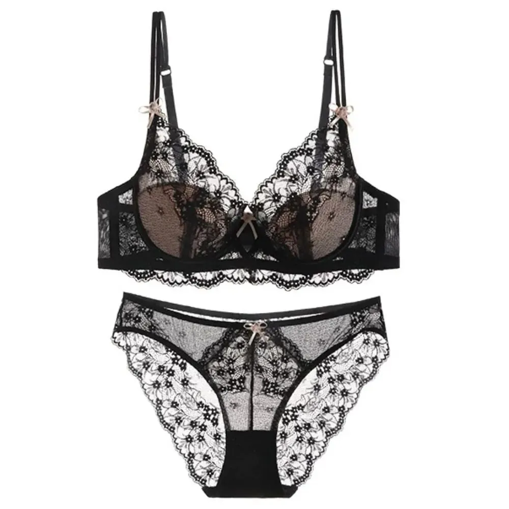 Women Pink Lace Full‑Cup Thin Minimizer Bra Set Push‑Up Anti‑Sag Support Lingerie Intimates For Large Breast Ladies Casual Daily — image 2