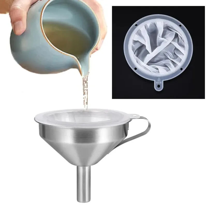 13/15CM 100-450 Mesh Nylon Filter Stainless Steel Funnel And Fruit Milk Traditional Chinese Medicine Oil White Wine Boiled Water