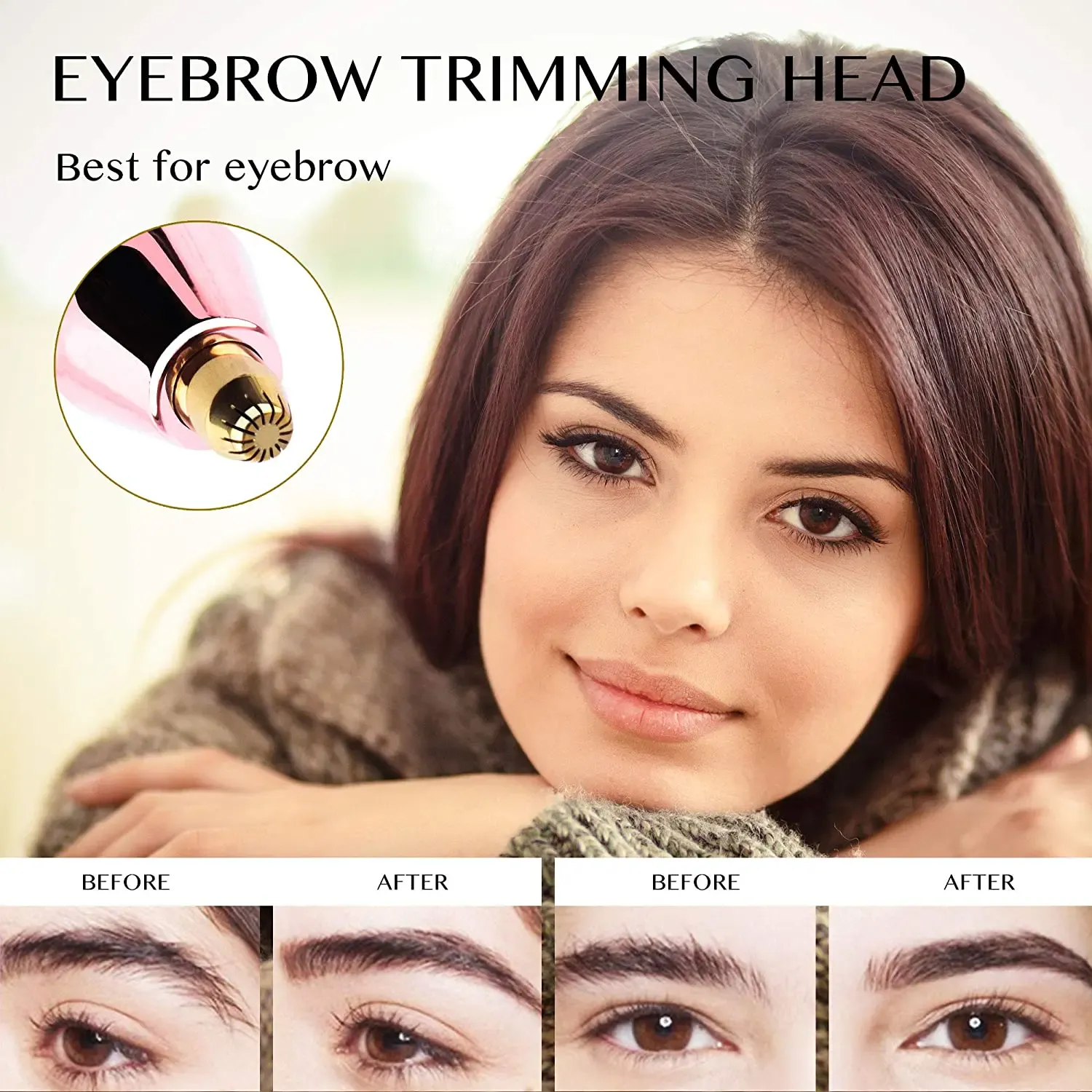 Dighealth 2 IN 1 Rechargeable Eyebrow Trimmer Facial Hair Remover Makeup Mini Razor Painless Hair Remover withBuilt-in LED Light — image 2