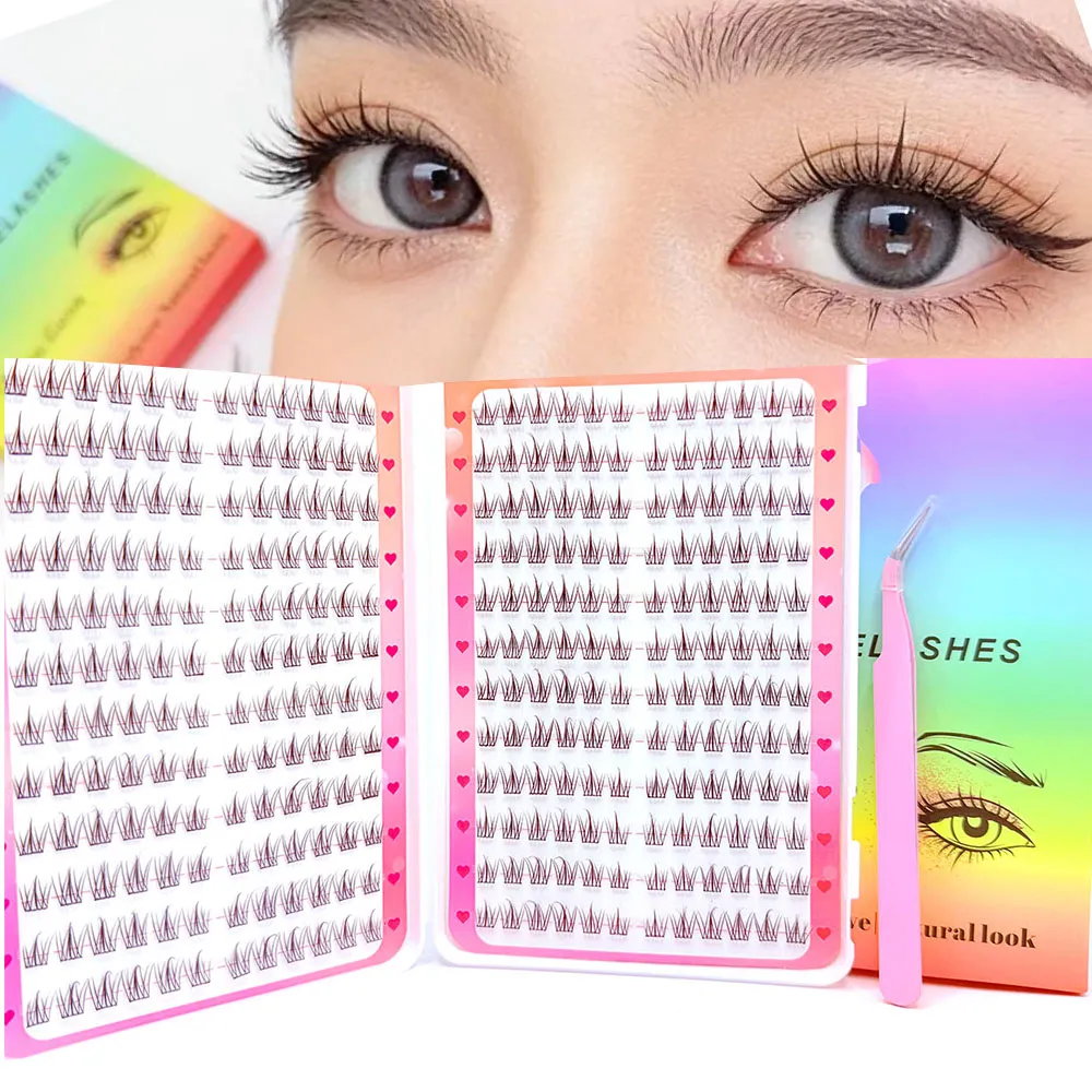 288Clusters Self Adhesive No Glue Daily Natural Eye Makeup Eyelash Extensions Kit False Eyelashes With Tweezers — image 1