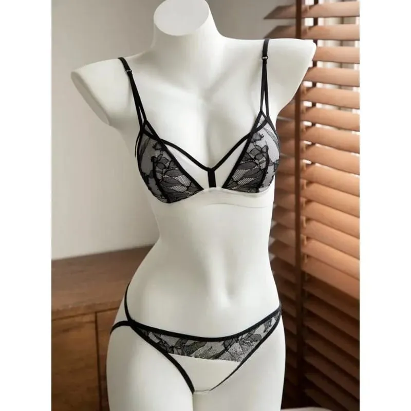 French Lace Bra Women Wireless Unlined Sheer See Through Sexy Demi Cup Lightweight Comfort Summer Lingerie Set Small Bust S-XL — image 4
