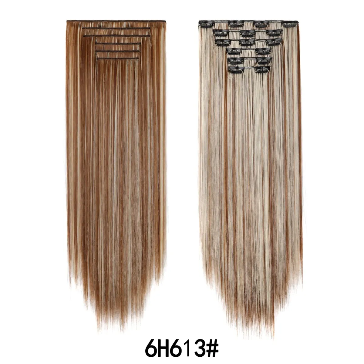 Jeedou Jeedou 6Pcs Clip In Straight Hair Extensions 60cm Long Synthetic Hair Pieces With 16 Clips Heat Resistant Hair For Women