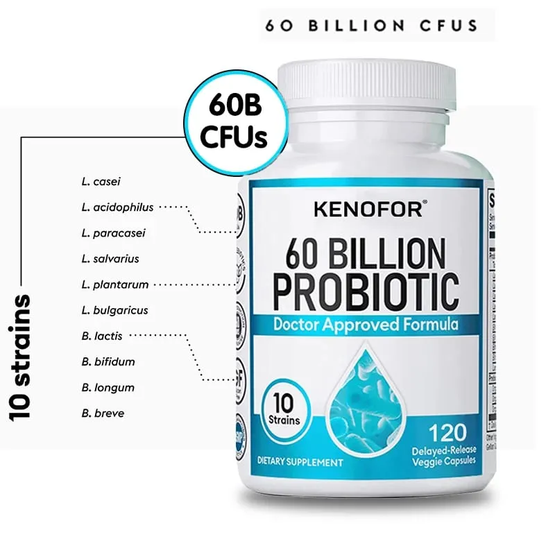 60 Billion Probiotic Supplement - 10 Unique Strains + Organic Prebiotics - Immune System Boosting Support Gut & Digestive Health — image 5