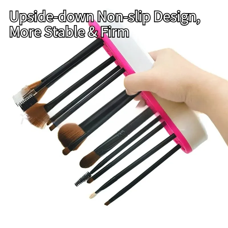 Silicone Makeup Brush Holder Stand Organizer Multifunctional Desktop Storage Rack Hole Design for Brushes Pens Pencils — image 3