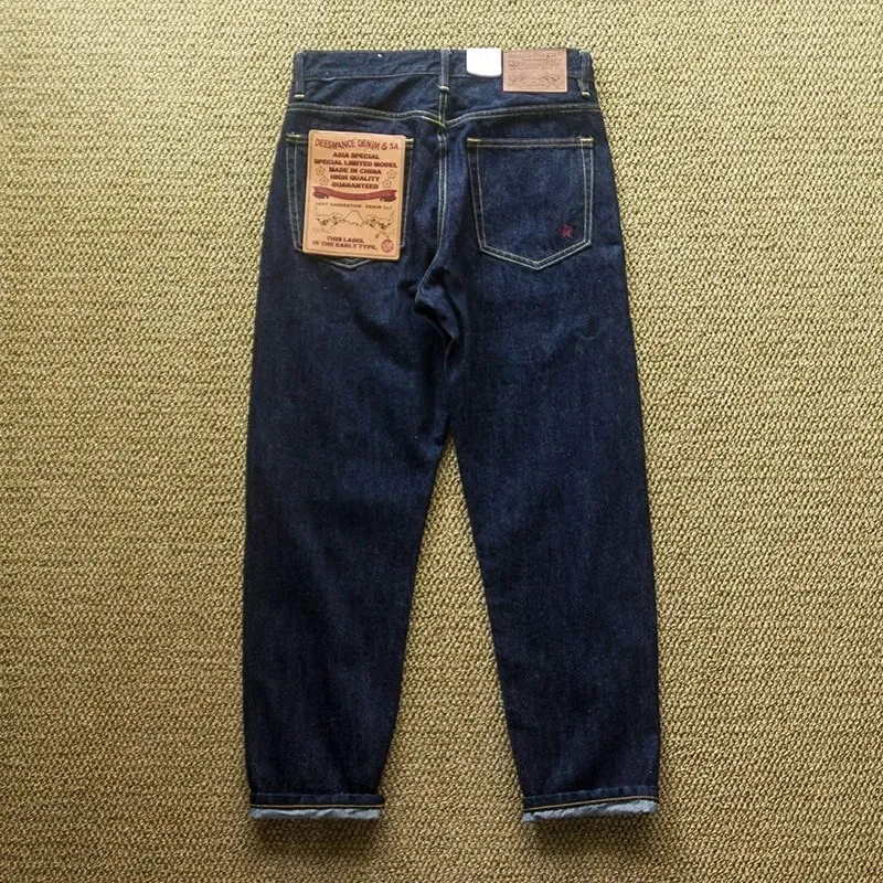 Japanese Vintage Denim Jeans with Sanding Featuring Red Stitching and Original Color for Autumn with Embroidery Jeans — image 3