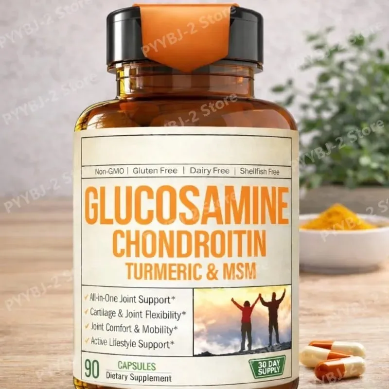 Glucosamine Chondroitin Capsules with Glucosamine Sulfate 1500mg and MSM Support Cartilage Joint Daily Health 90count Per Bottle — image 1