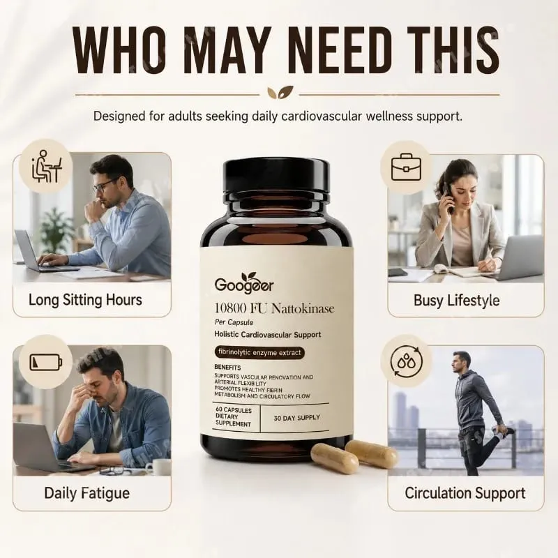 Nattokinase 10800 FU Capsules with CoQ10 Garlic Extract Daily Wellness Supplement 60 Count 30 Day Supply for Adults Men Women — image 4