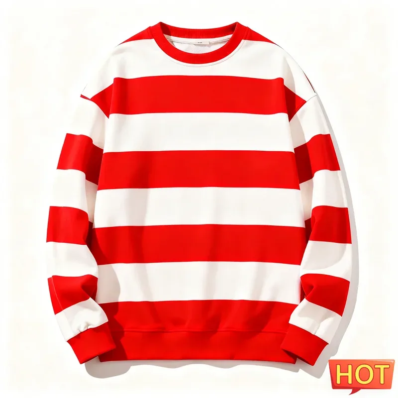 Retro Striped Graphic Sweatshirts For Men Simple Casual Long Sleeve 3D Printed Ugly Sweatshirt Loose Breathable O Neck Pullovers — image 5