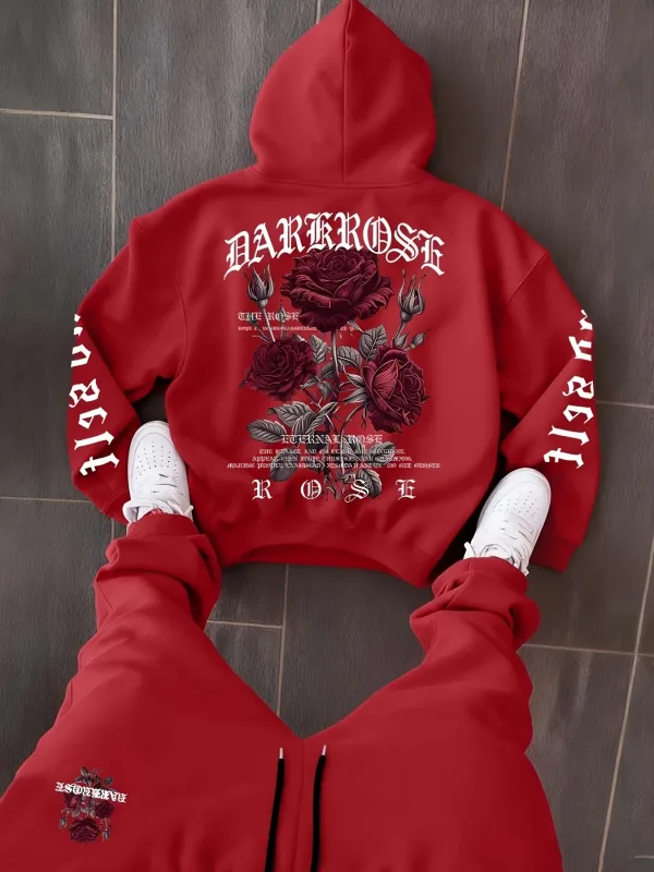 2026 Autumn/Winter New Style Simple Casual Stylish Soft Comfortable 3D Rose Flower Pattern Printed Men's Hooded Sweatshirt — image 6
