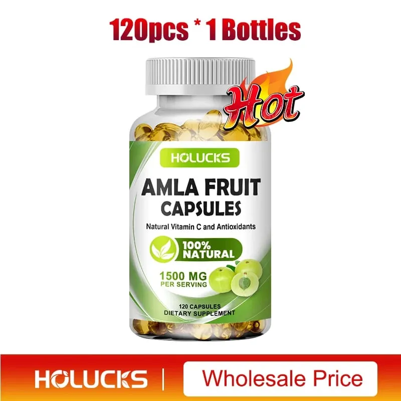 Natural Amla Capsules with High Potency Vitamin C Antioxidant Support Energy Metabolism Heart & Digestive Health