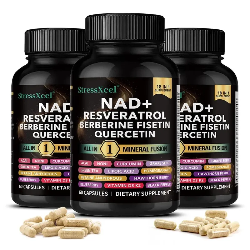 NAD+ Supplement with Resveratrol & Quercetin - Boost NAD+ Levels Energy & Anti-Aging Support - Vegan 120 Softgels