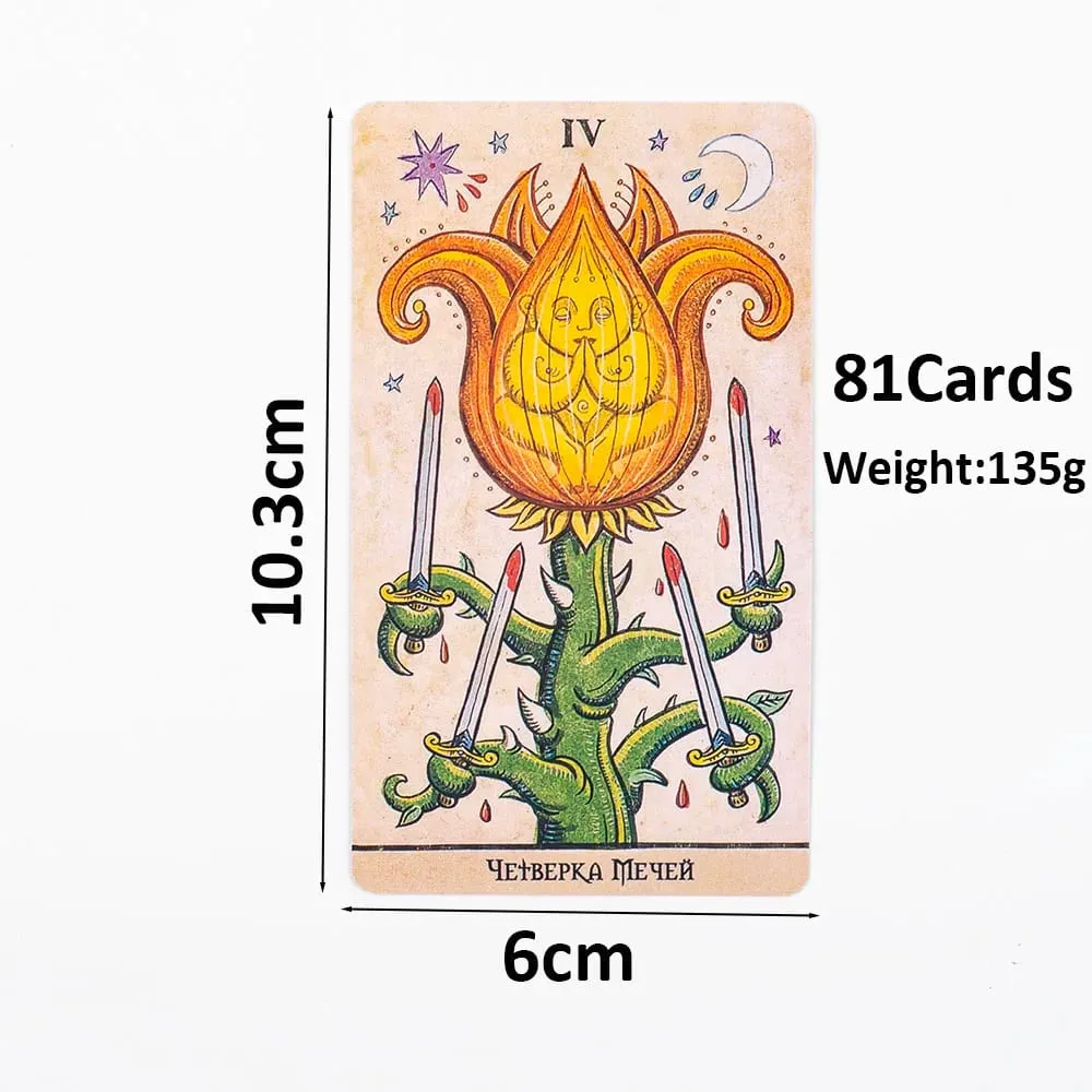 Trionfi Della Luna Tarot Russian Visions 81Pcs Divination Fate Tarot Oracle Cards Party Entertainment Board Game Cards 10.3*6Cm
