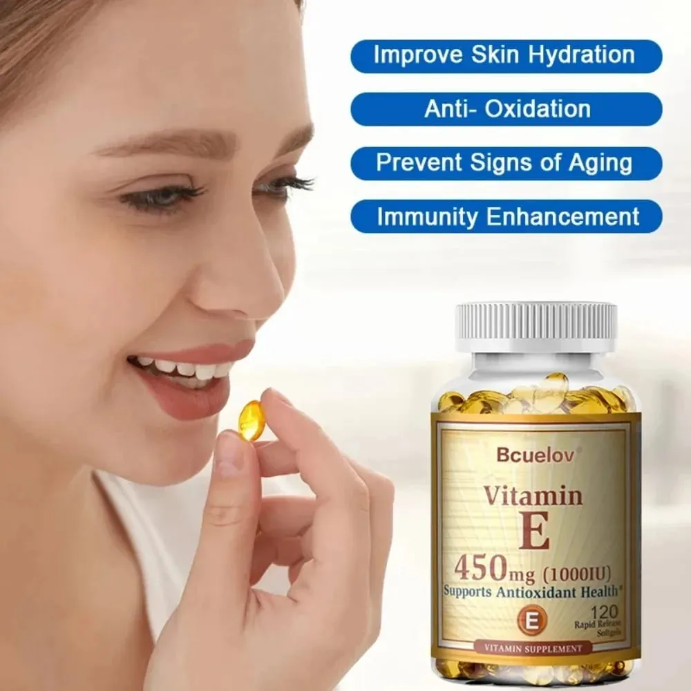 Vitamin E 1000IU Capsules - Supports Skin Cardiovascular Health Boosts Immunity Anti-aging Skin Health — image 6