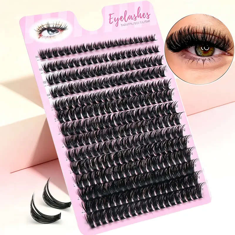 80D Faux Mink Cluster Lashes D Curl Volume Individual Lash Clusters Soft Segmented False Eyelashes DIY Natural Eye Makeup Tool