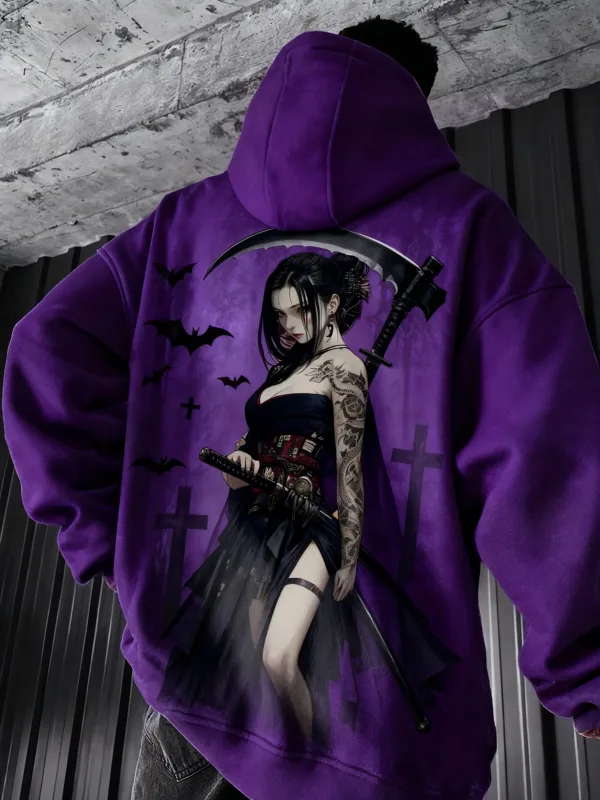 Hot Anime Girl Back Pattern Sweatshirt Casual Long Sleeve Hooded Pullover 3D Printing Top Fashion Oversized Men's Hoodies