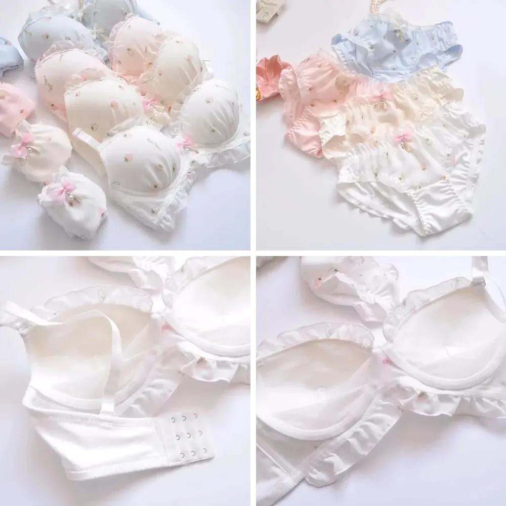 Two-Tone Water Soluble Lace Bralette Set No Underwire Soft Embroidery Cute & Girly Lingerie — image 1