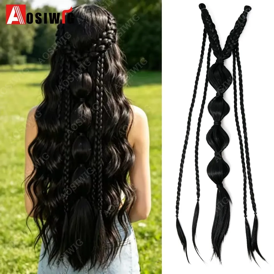 Bohemian BB Clip Braided Hair Extension Bubble Braid Hair Pin Handmade Braid Hair Piece Vintage Wedding Hair Accessories For Wom — image 12