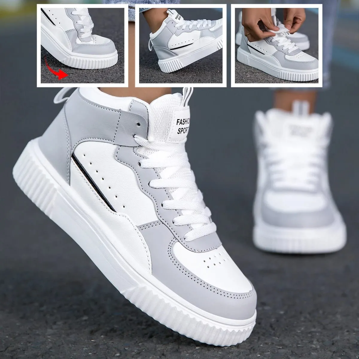 Four Seasons Men's Casual Work Shoes Leather Waterproof White Sports Sneakers Men's Trendy Style — image 6
