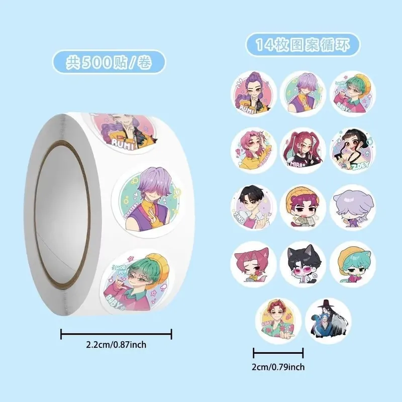 NEW 500pcsRoll Popular Anime KPop Stickers Tiger Theme DIY Waterproof Decals for Scrapbook Phone Luggage Skateboard Laptop Decor