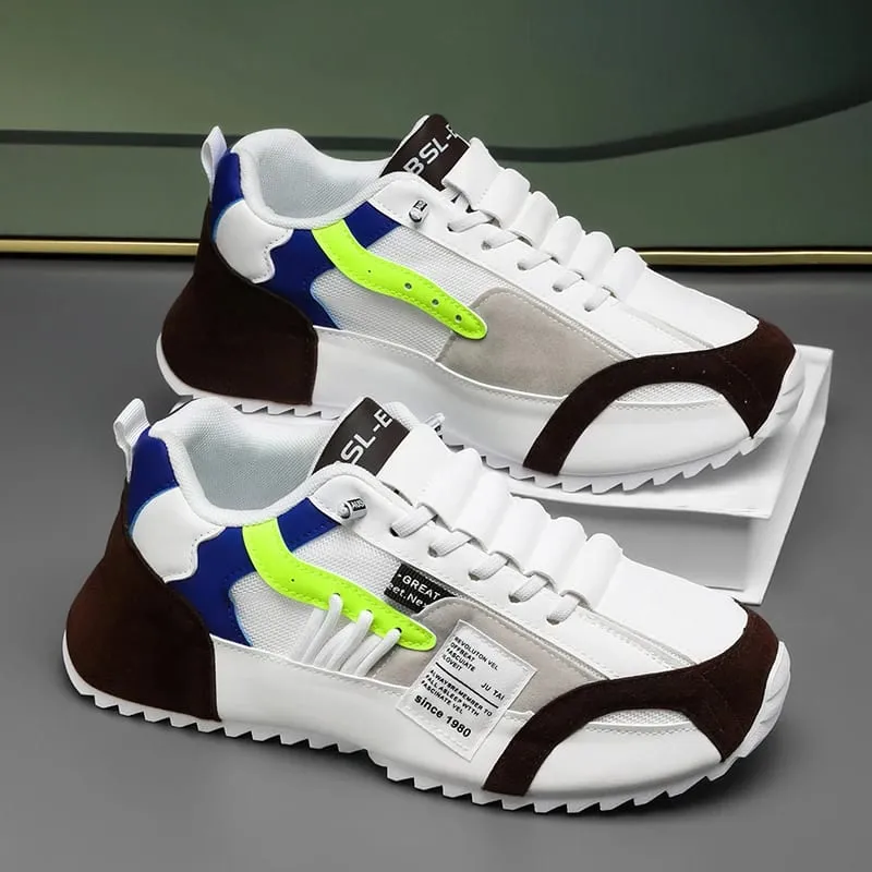 1pair Vintage Style Men'S Breathable Mesh Thick Sole Dad Sneakers - Casual Sports Running Shoes with Lace-Up Closure Faux & Fab — image 5