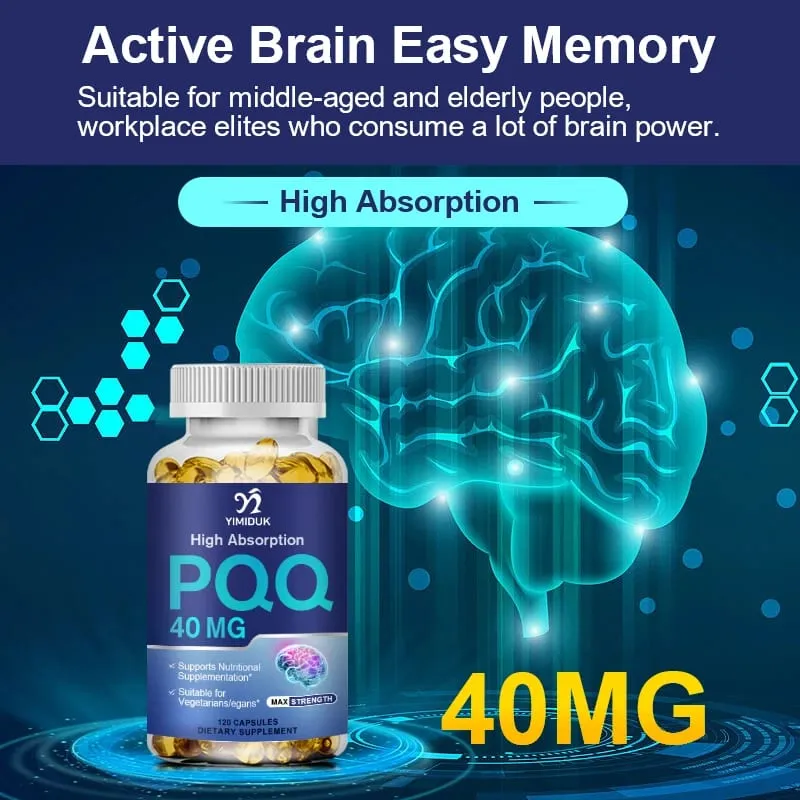 PQQ Capsules 40mg Mitochondrial Biogenesis Support Cell Brain & Heart Health Energy Boost Cognitive Function Antioxidant — image 3