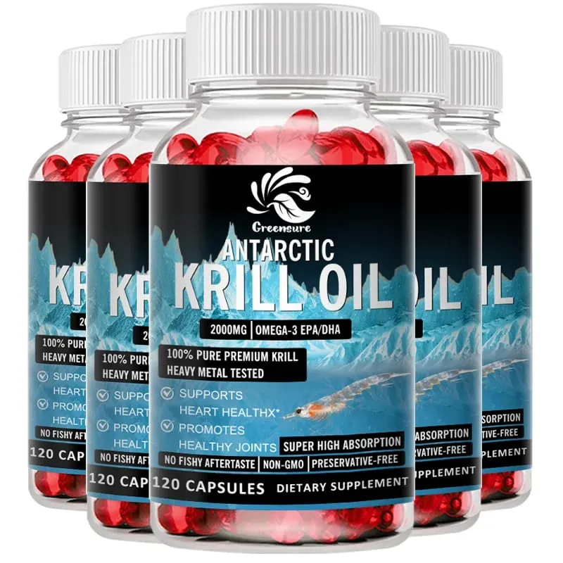 Premium Antarctic Krill Oil 2000mg – Omega-3 EPA & DHA Heart & Brain Support – 60/120 Softgels