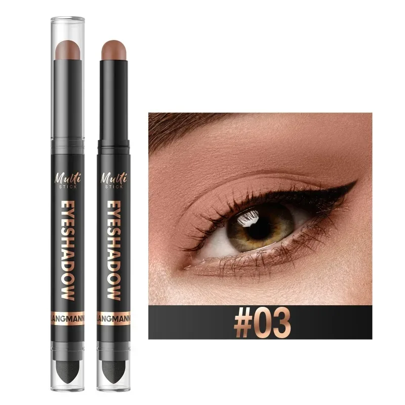 16 Colors Double Head Eyeshadow Stick Pearlescent Shimmer Brown High Waterproof Cream Eyes Shadow Pencil Long-Lasting Eye Makeup — image 21
