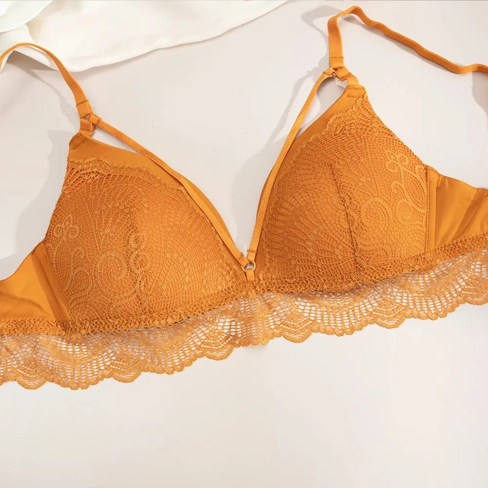 Women Wireless Lace Bra Briefs Set Adjustable Thin Straps Soft Breathable Daily Lingerie Suit 3 Colors Available — image 5