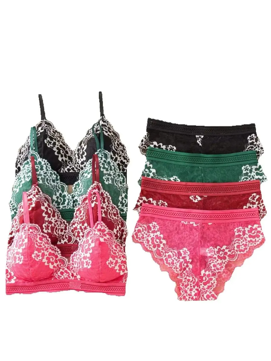 Sexy Lace Lingerie Set Thin Mold Cup No Steel Ring Comfortable Push Up Bra Set For Women — image 2