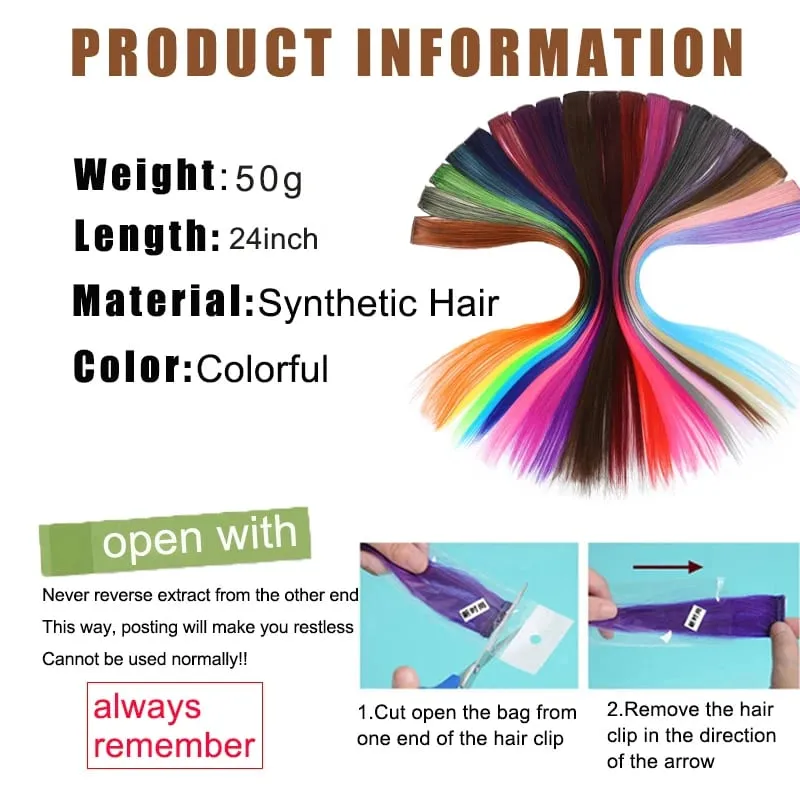 Halloween hair accessory with 5 red and blue hair clips colorful synthetic hair extensions suitable for girl role-playing — image 3