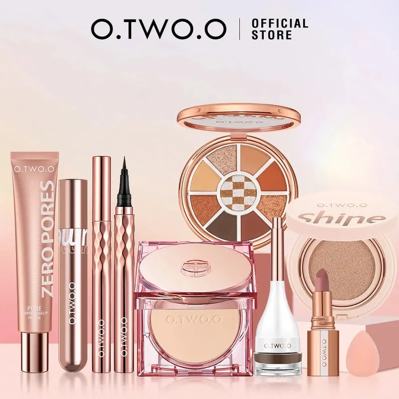 O.TWO.O 9 pezzi trucco completo viso impostazione polvere primer base mascara eyeliner penna sopracciglio tinta rossetto ombretto trucco per le donne — image 8